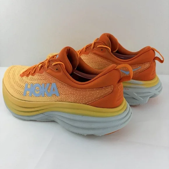 Hoka One One Bondi 8 Orange Yellow Running Shoes Mens 11.5D